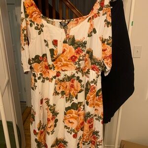 BloomChic Floral Dress with Orange and Green